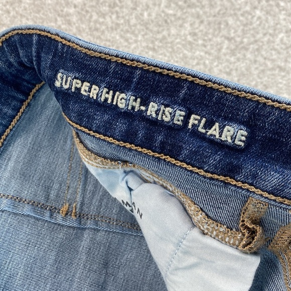 American Eagle super high rise flare jeans size 12 hemmed inseam 29” Y2K retro - Picture 5 of 13